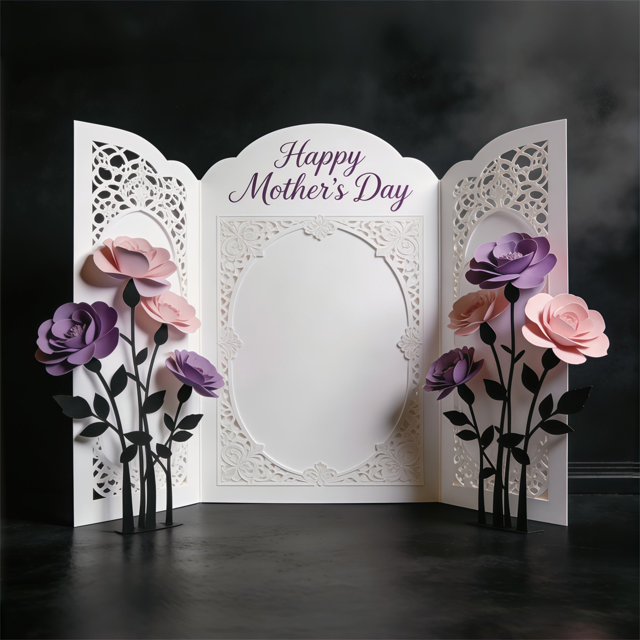 Mother’s Day Lettering Backdrop Lavender Paper Bloom Panel Mother's Day Photo Backdrop CSH63-67