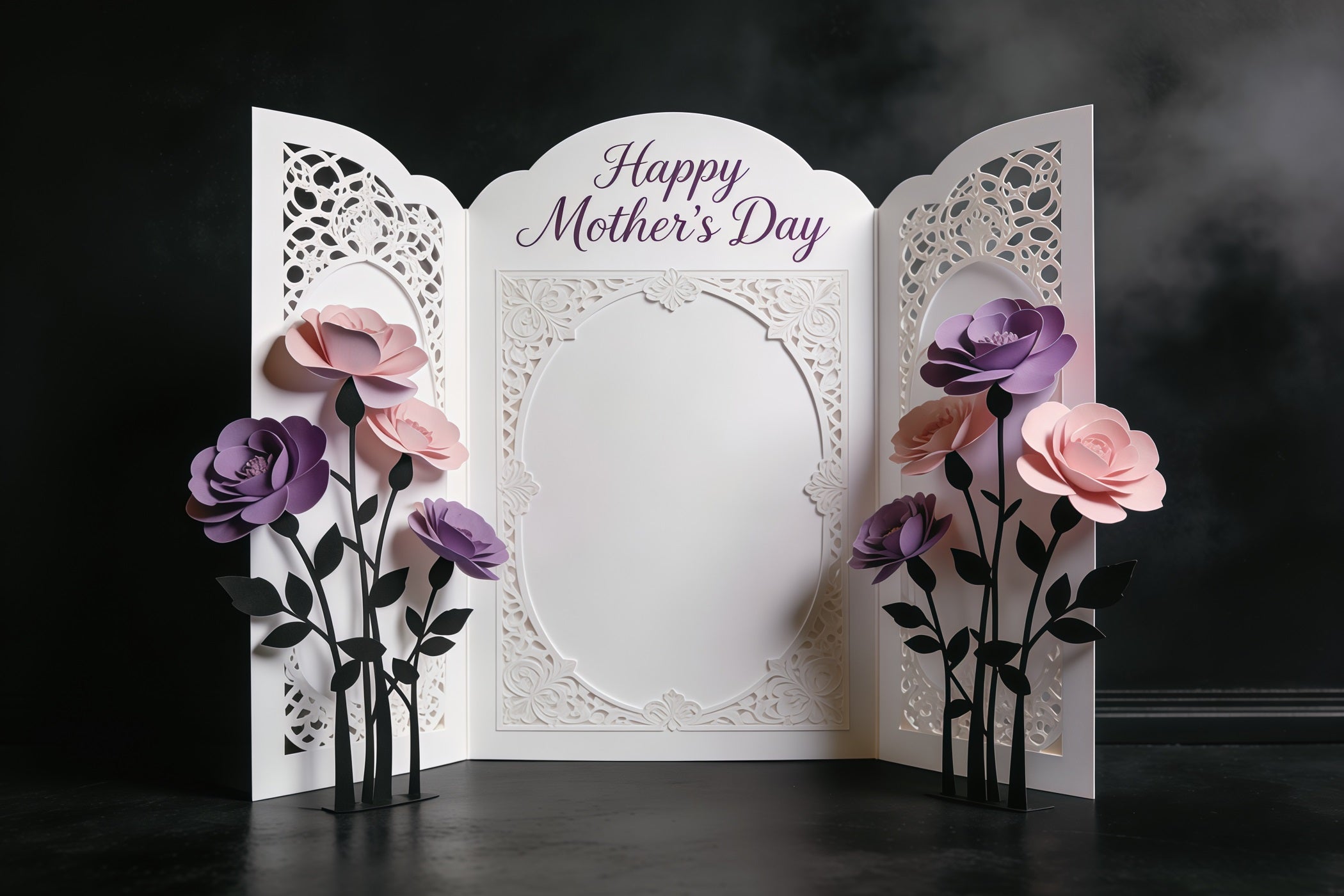 Mother’s Day Lettering Backdrop Lavender Paper Bloom Panel Mother's Day Photo Backdrop CSH63-67
