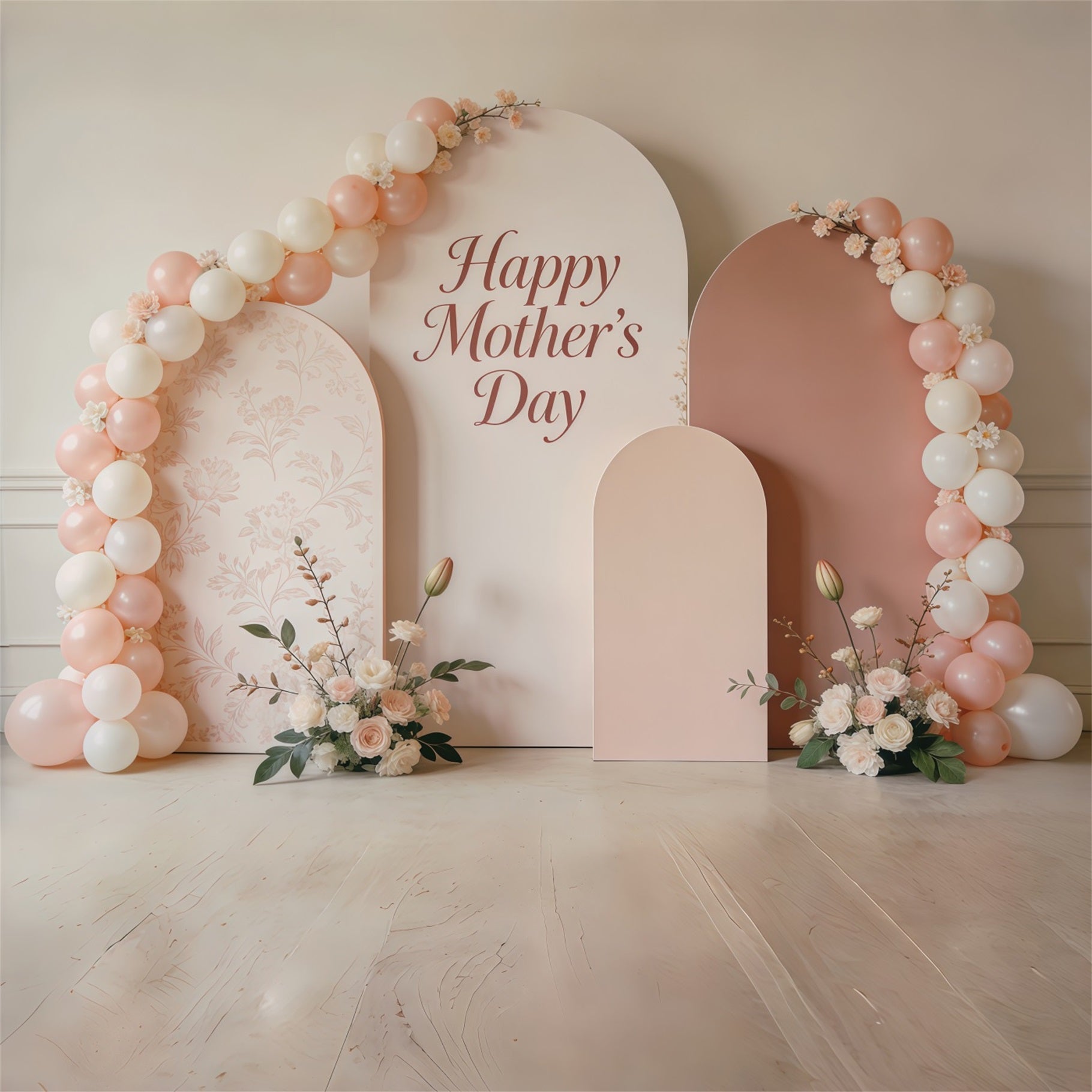 Mother’s Day Lettering Backdrop Blush Balloon Arch Panel Mother's Day Photo Backdrop CSH63-68