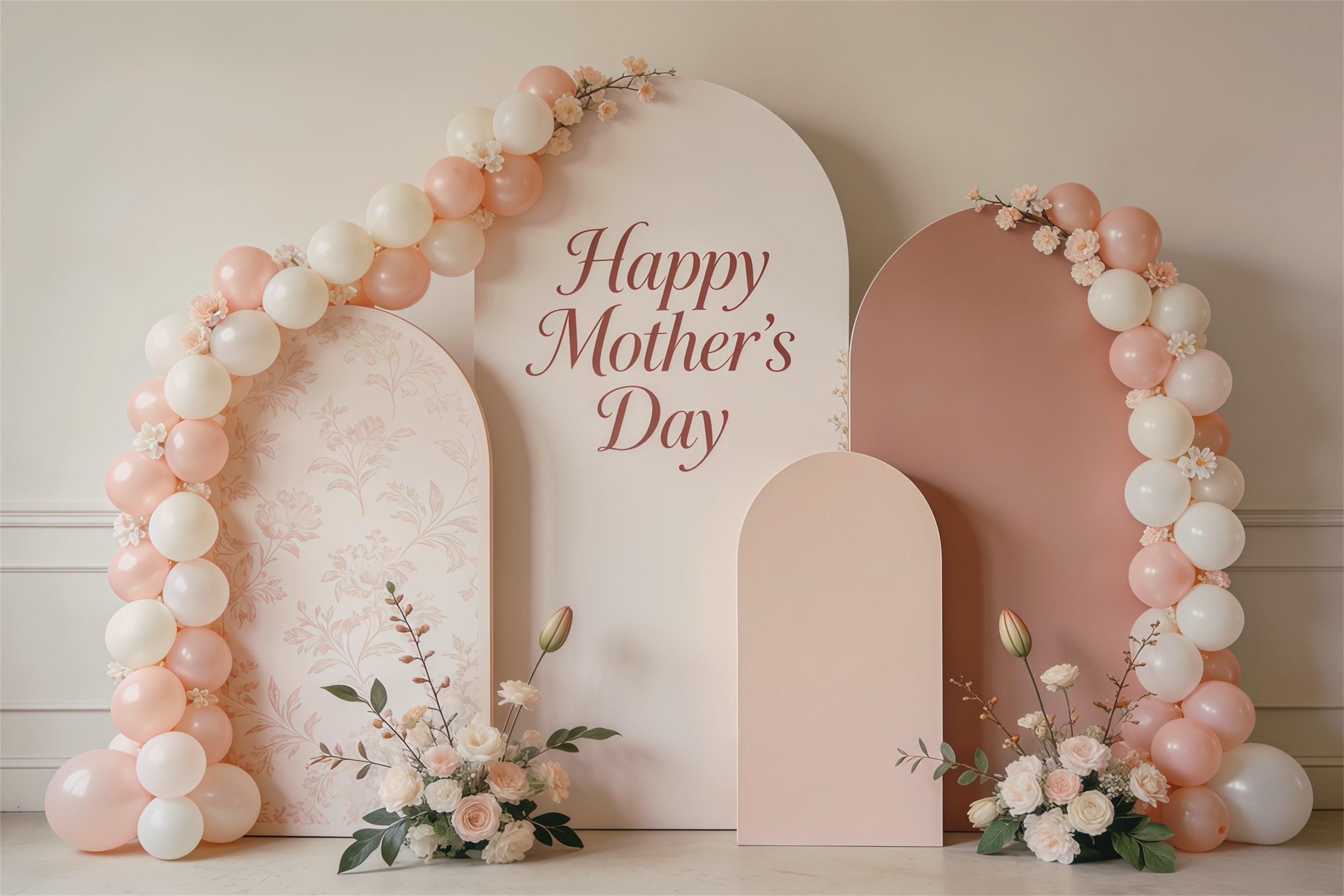 Mother’s Day Lettering Backdrop Blush Balloon Arch Panel Mother's Day Photo Backdrop CSH63-68