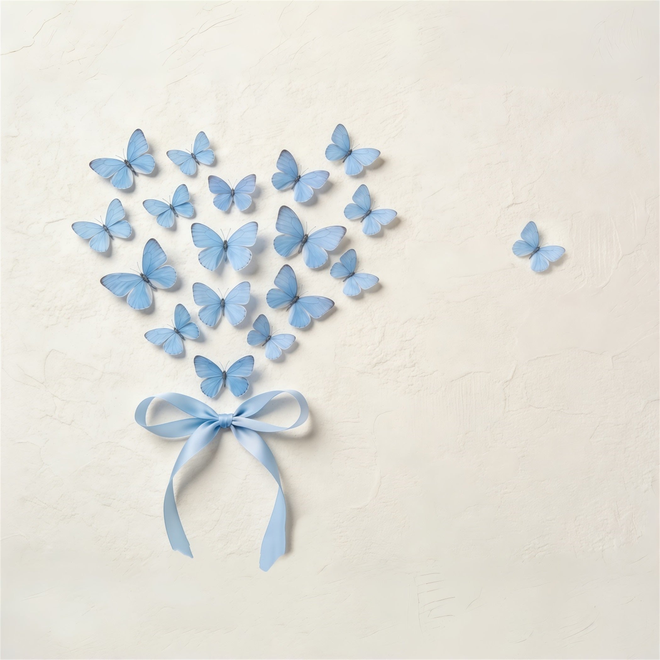 Ribbon Bow Mother's Day Backdrop Blue Butterfly Heart Texture Wall Mother's Day Backdrops CSH63-73