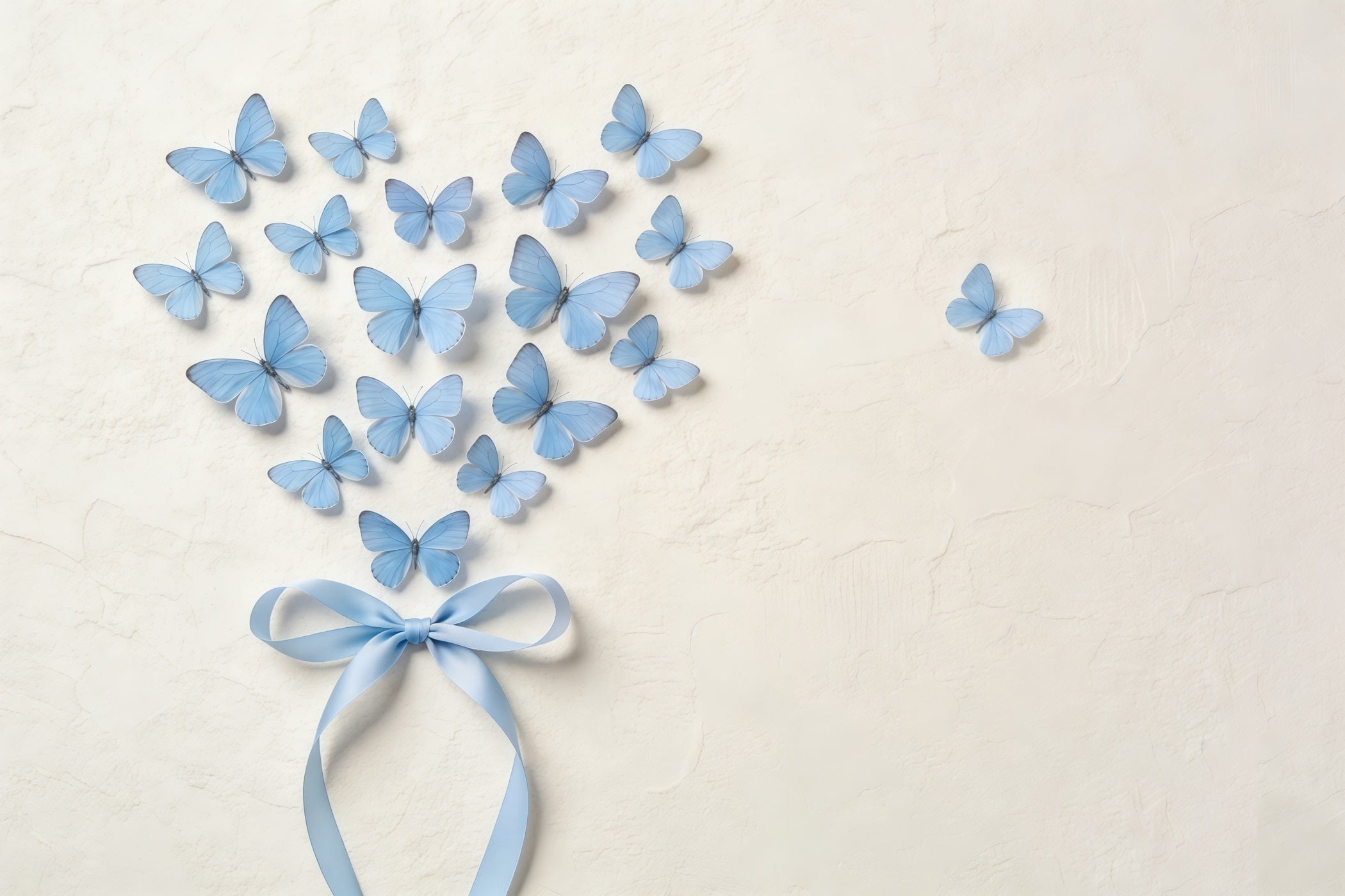 Ribbon Bow Mother's Day Backdrop Blue Butterfly Heart Texture Wall Mother's Day Backdrops CSH63-73