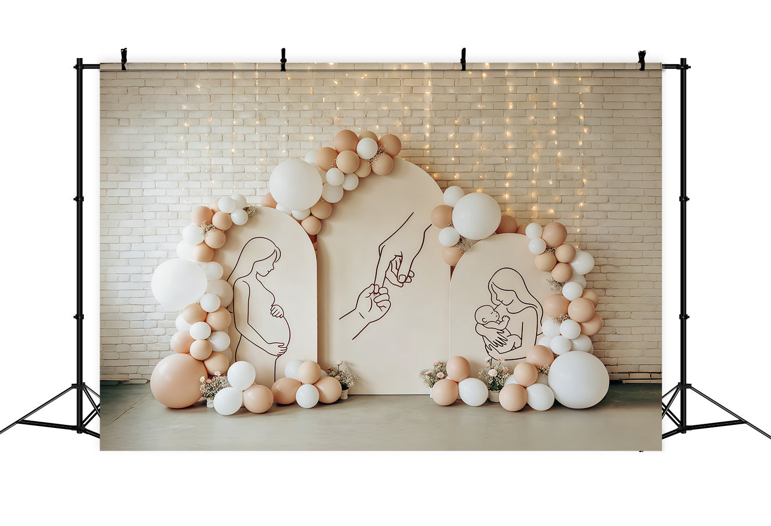 Mother Daughter Silhouette Mother's Day Backdrop Arch Balloon Motherhood Journey Mother Day Backdrop CSH63-83