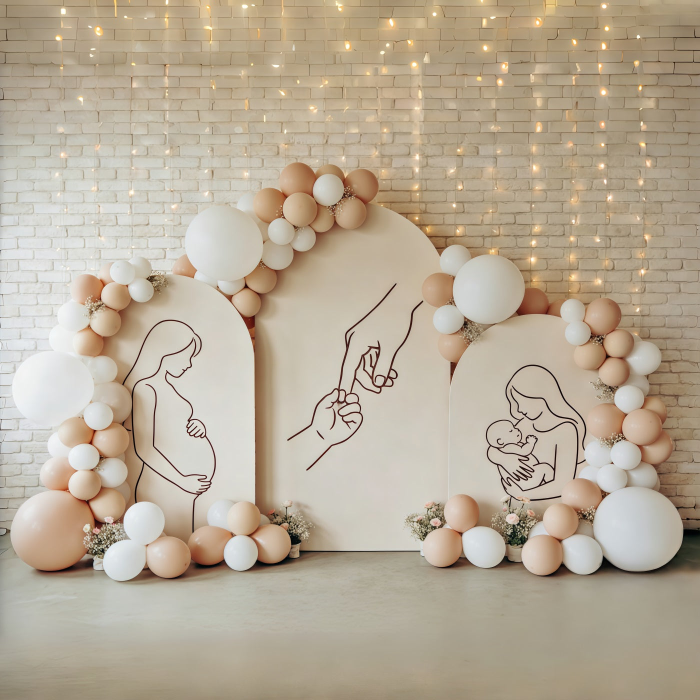 Mother Daughter Silhouette Mother's Day Backdrop Arch Balloon Motherhood Journey Mother Day Backdrop CSH63-83