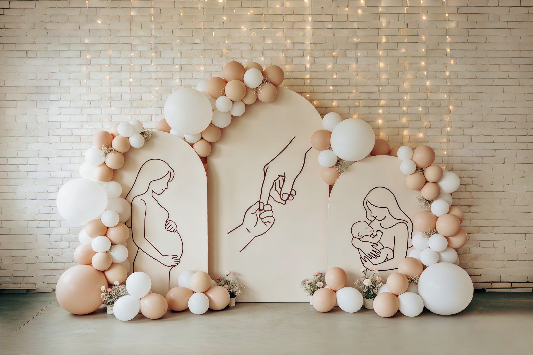 Mother Daughter Silhouette Mother's Day Backdrop Arch Balloon Motherhood Journey Mother Day Backdrop CSH63-83