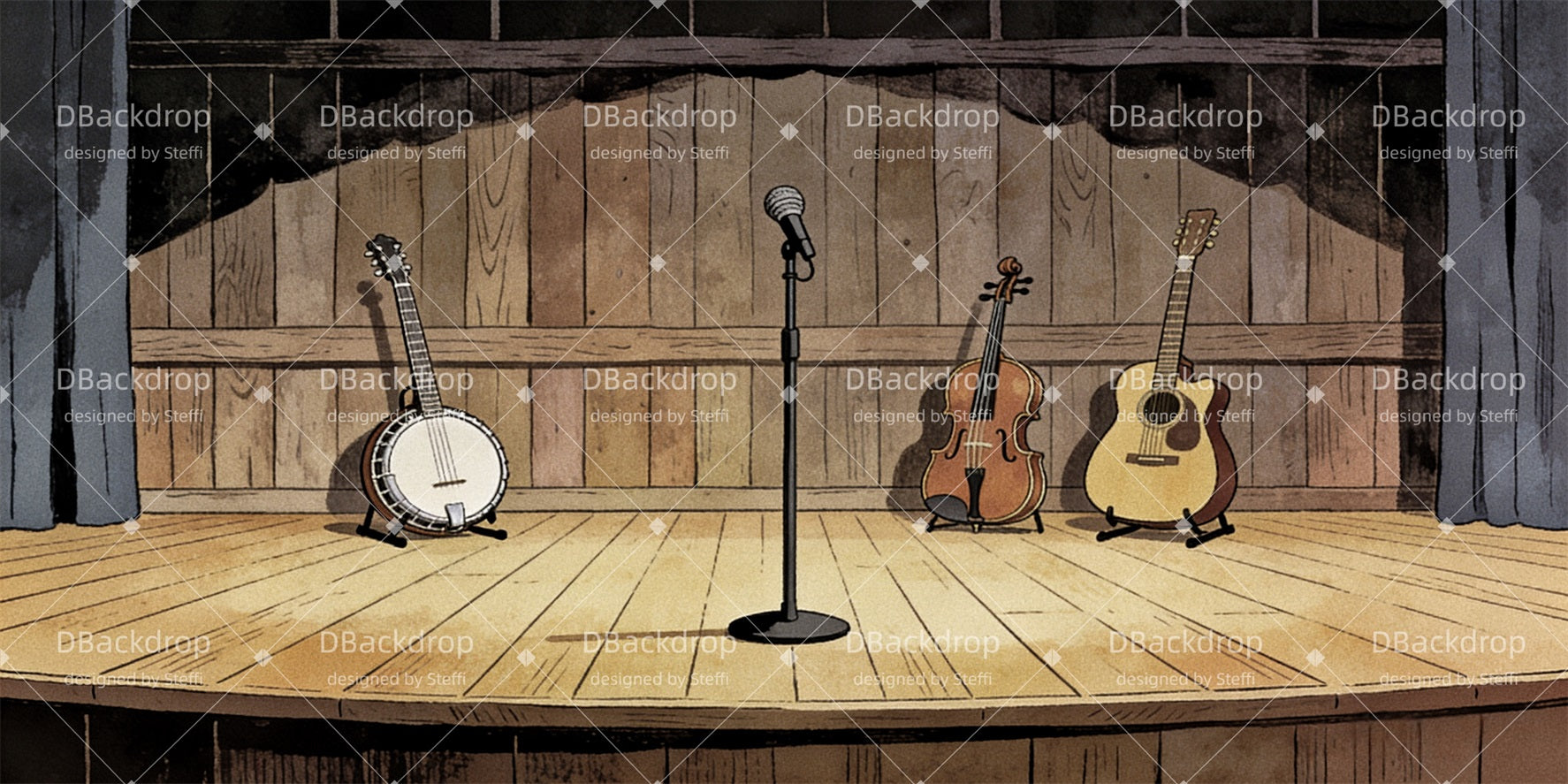 Stage Backdrop Bluegrass Band Performance Space School Play Backdrop CSH63-T20