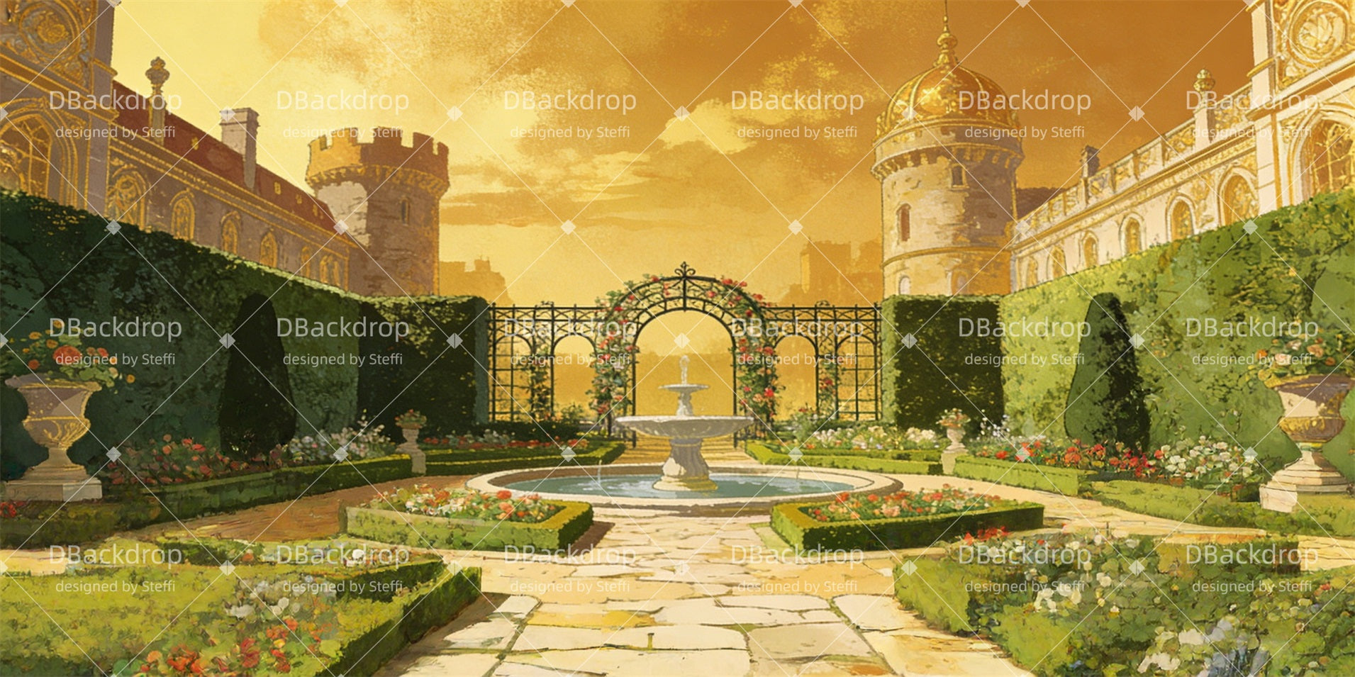Performance Backdrop Royal Garden Backdrop For Theater Play CSH63-T22