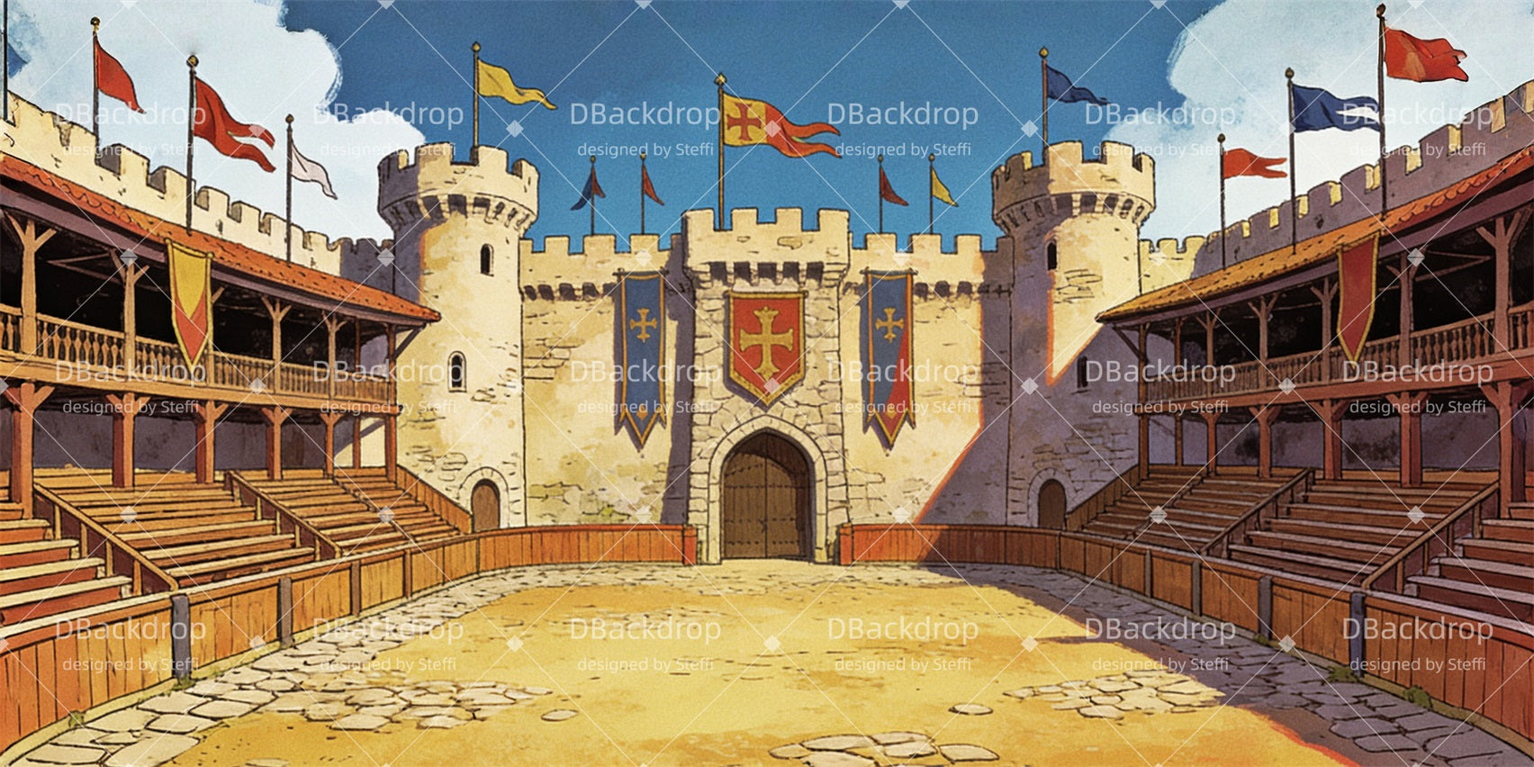 Theater Stage Backdrops Knight Training Ground Performance Backdrops CSH63-T27