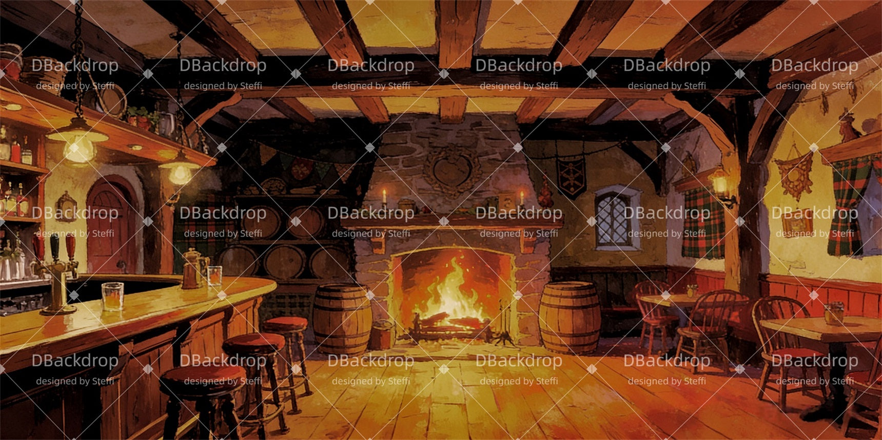 Theater Backdrop Scottish Pub Interior Stage Backdrops For Sale CSH63-T4