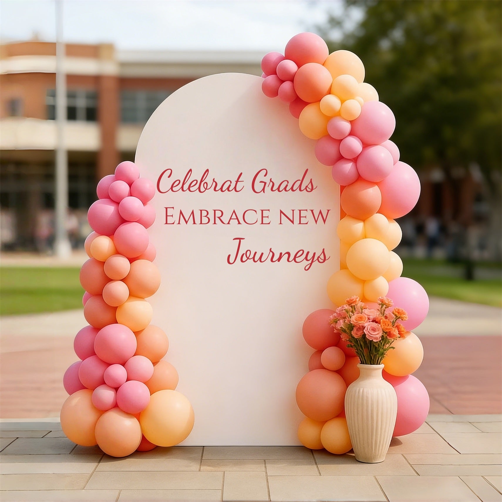 Custom Graduation Backdrop Elegant Script Golden Accents Personalized Graduation Backdrop CSH64-1