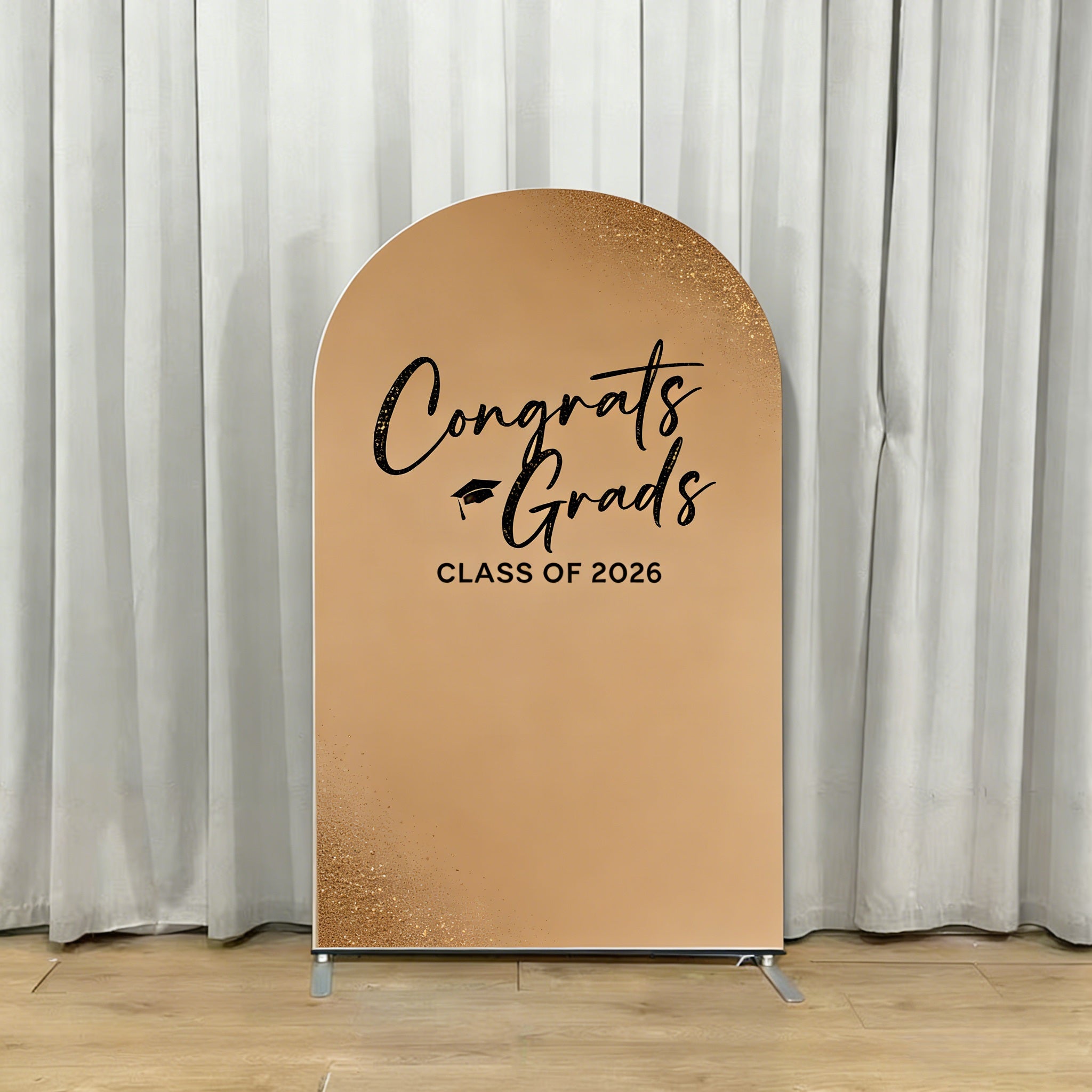 Luxury Graduation Backdrop Tan Gold Glitter Accents Elegant Graduation Backdrop CSH64-11