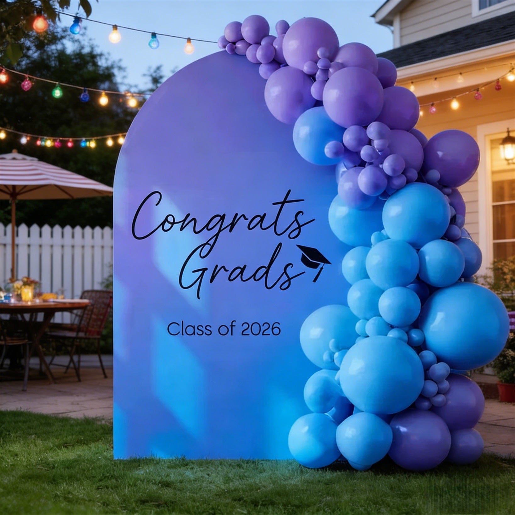 Custom Graduation Backdrop Banner Blue Purple Gradient Personalized Graduation Backdrop Banner CSH64-14