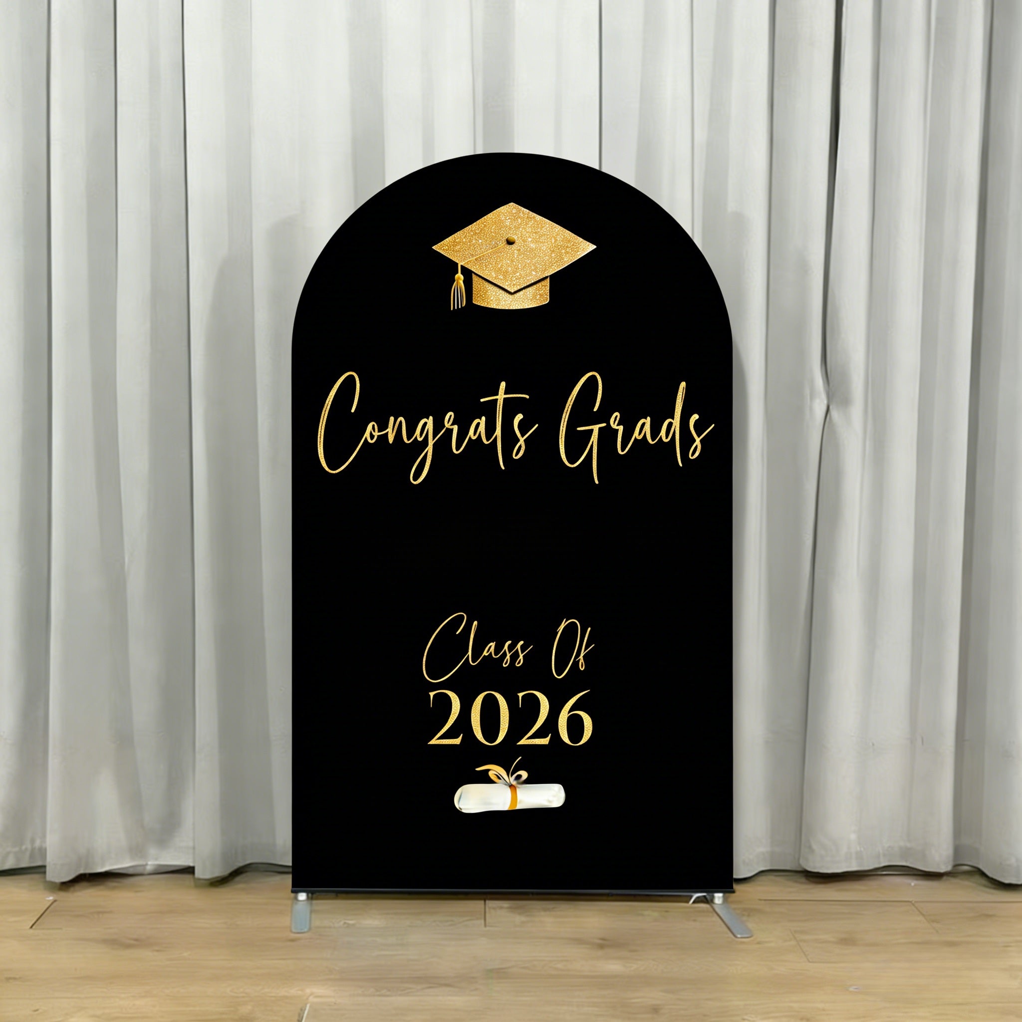 Graduation Backdrop For Photos Black Gold Glitter Diploma Graduation Photography Backdrop CSH64-16