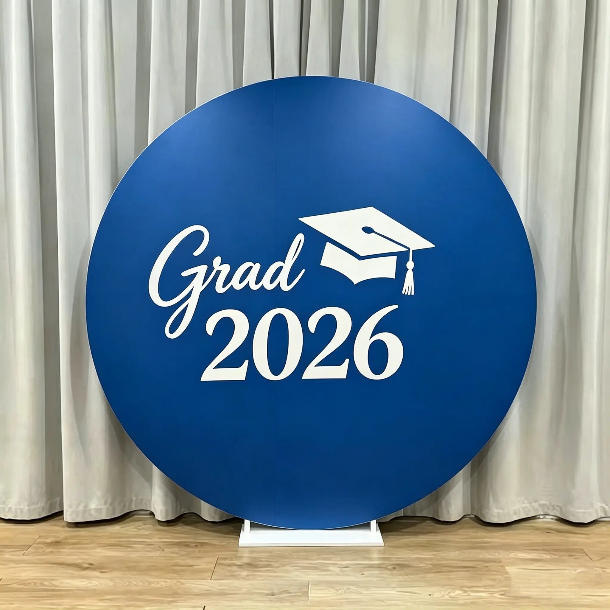 Custom Graduation Background Blue White Large Grad Round Personalized Graduation Background CSH64-49