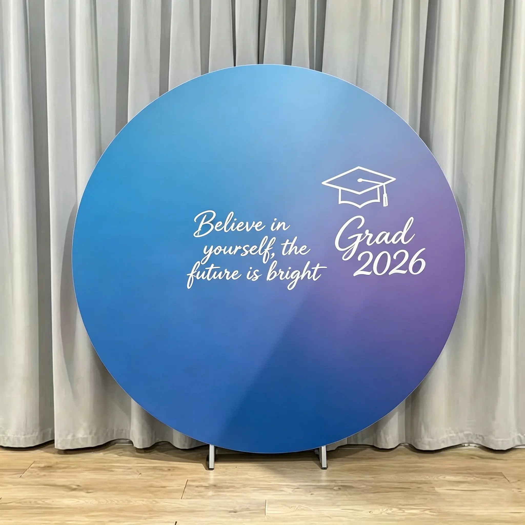 Custom Graduation Round Backdrop Blue Purple Gradient Grad Personalized Graduation Round Backdrop CSH64-54