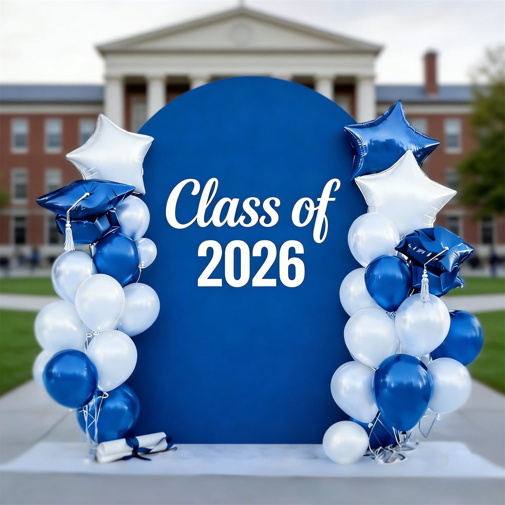 Graduation Party Backdrop Bright Blue Bold Script Custom Graduation Party Backdrop CSH64-7