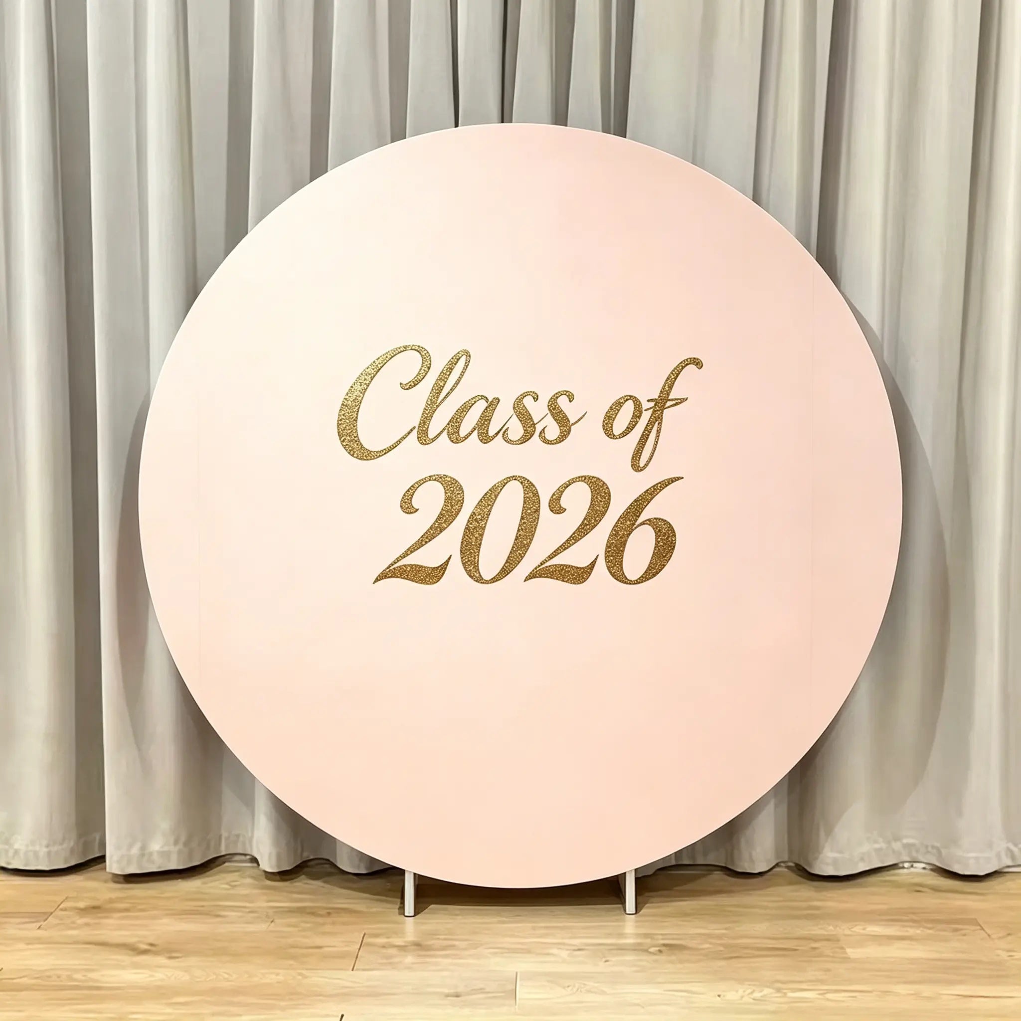 Round Graduation Backdrop Pink Gold Class of 2026 Round Pink Graduation Backdrop CSH64-73