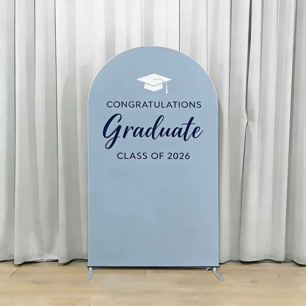 Graduation Backdrop Light Blue Elegant Typography Custom Graduation Ba
