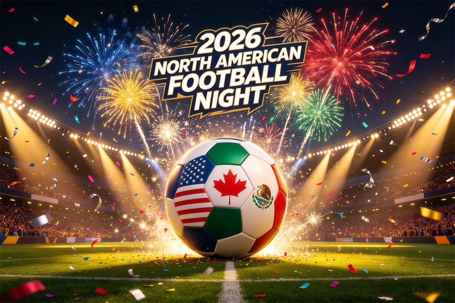 Summer Soccer Celebration Backdrop Fireworks Tricolor Soccer Celebration Football Watch Party Backdrop CSH64-96