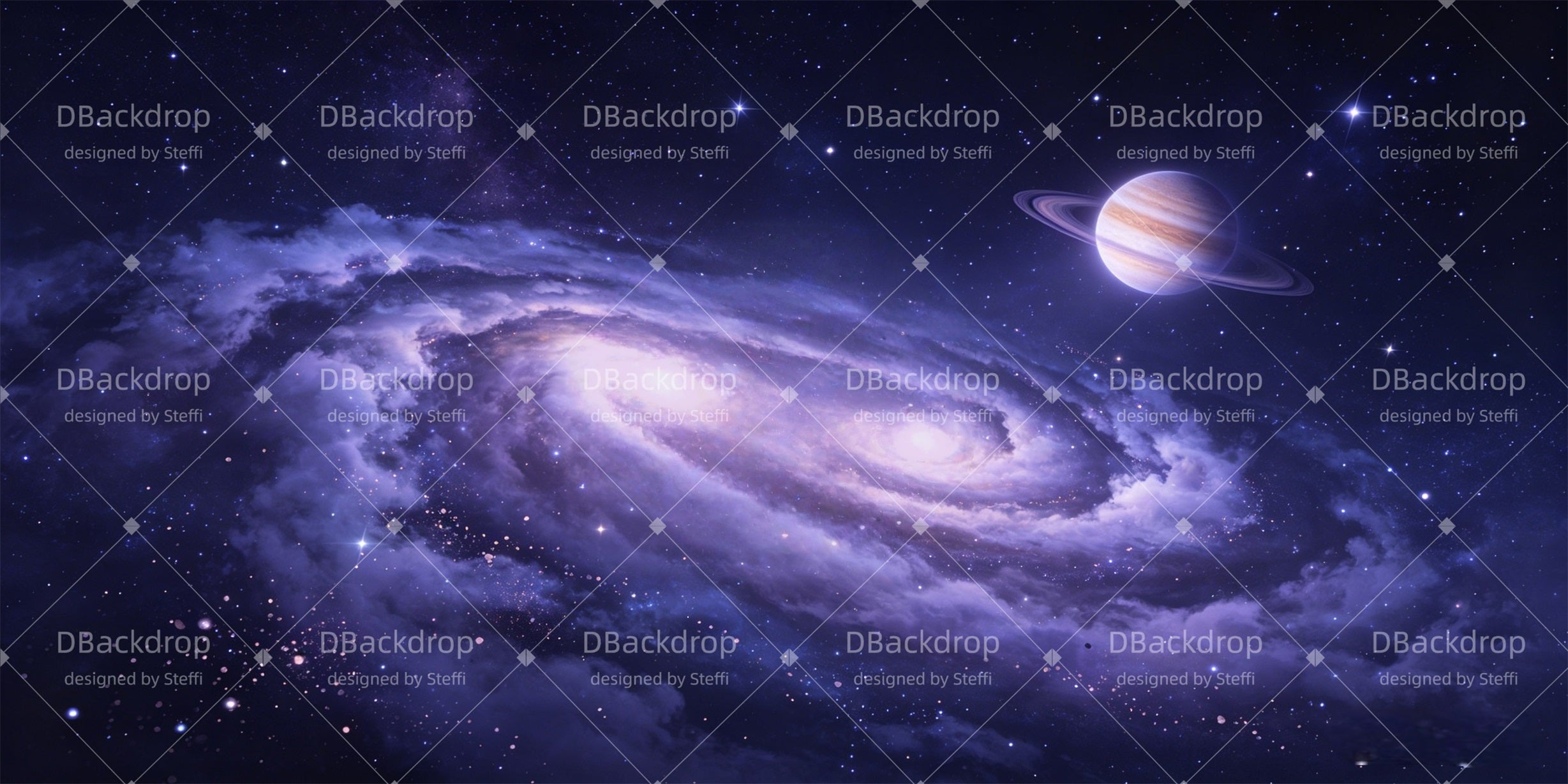 Outer Space Backdrop Starlit Spiral Galaxy Saturn Sky VBS Backdrops CSH64-T8