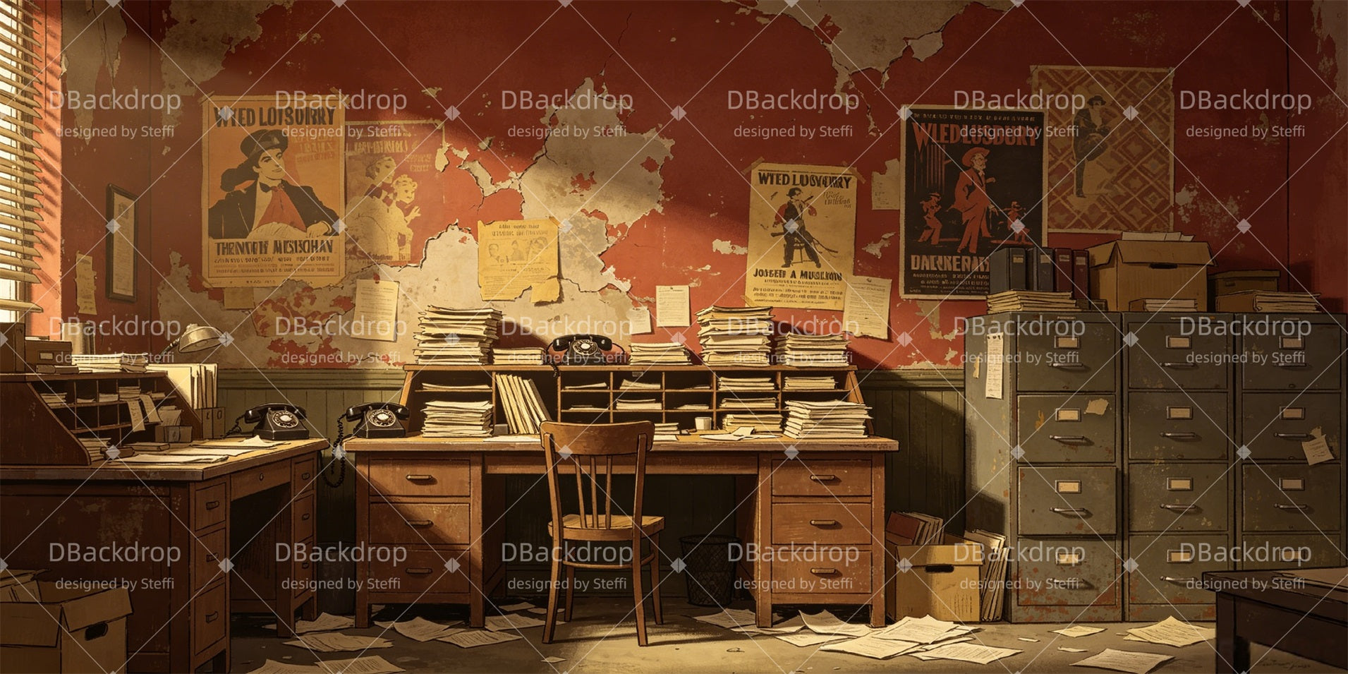 Stage Backdrop Newspaper Office Backdrop For Theater CSH66-T1