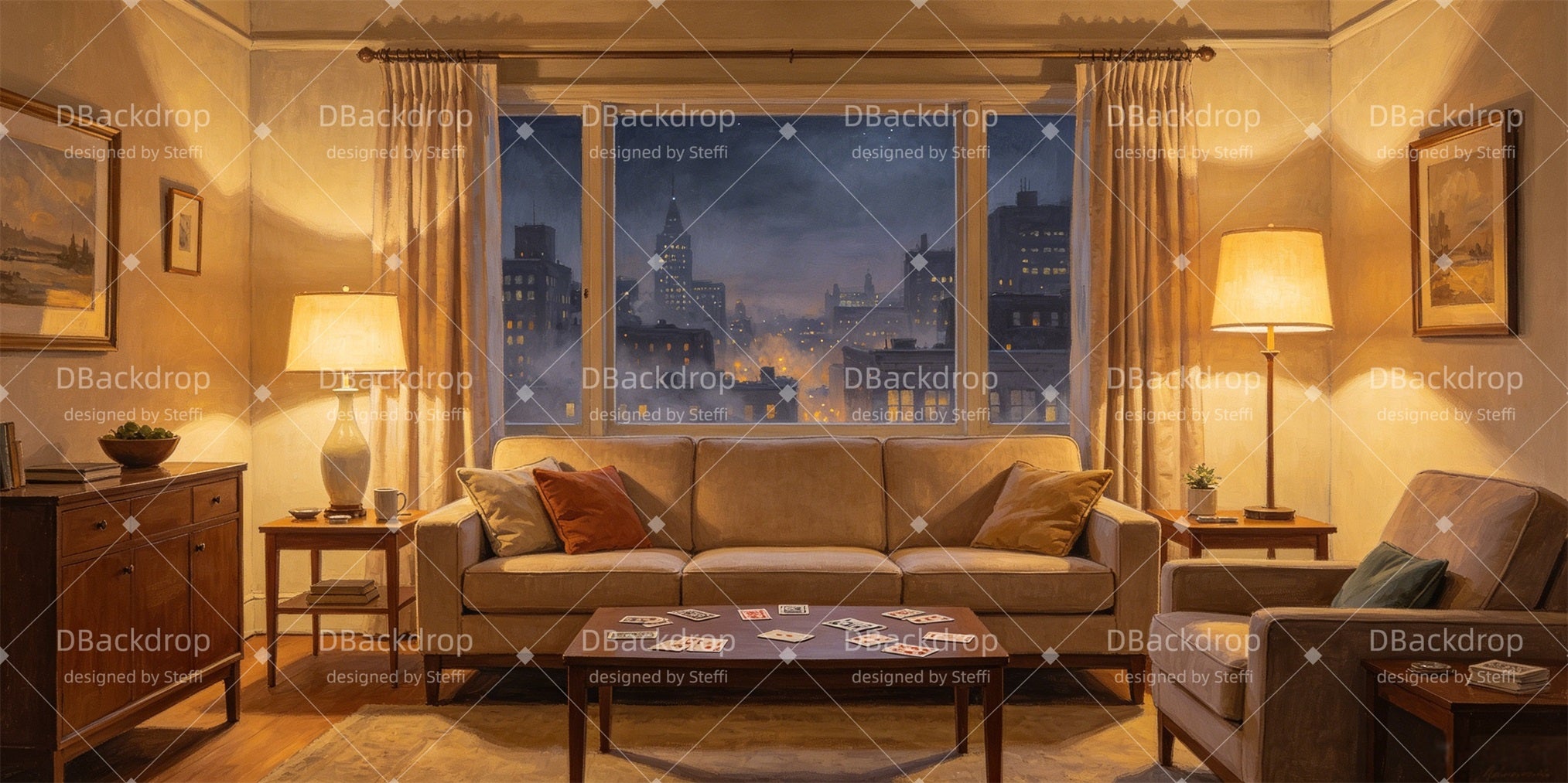 Theater Stage Backdrops Nighttime Living Room Scenic Backdrops CSH66-T20