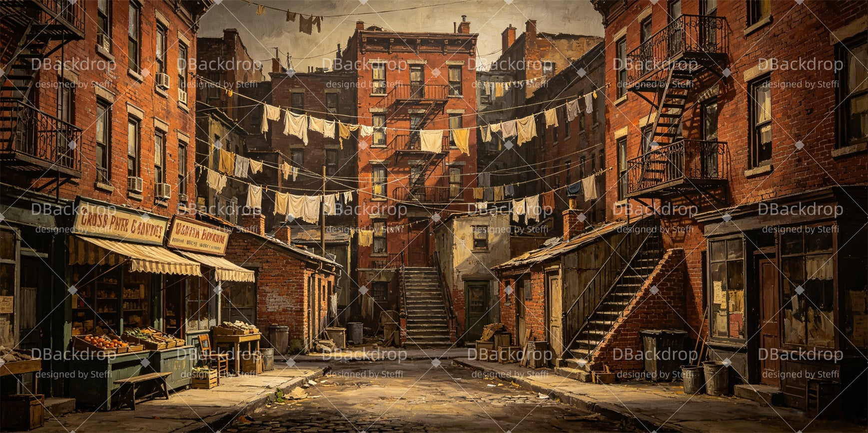 Theater Backdrop Urban Tenement Courtyard Performance Backdrops CSH66-T23