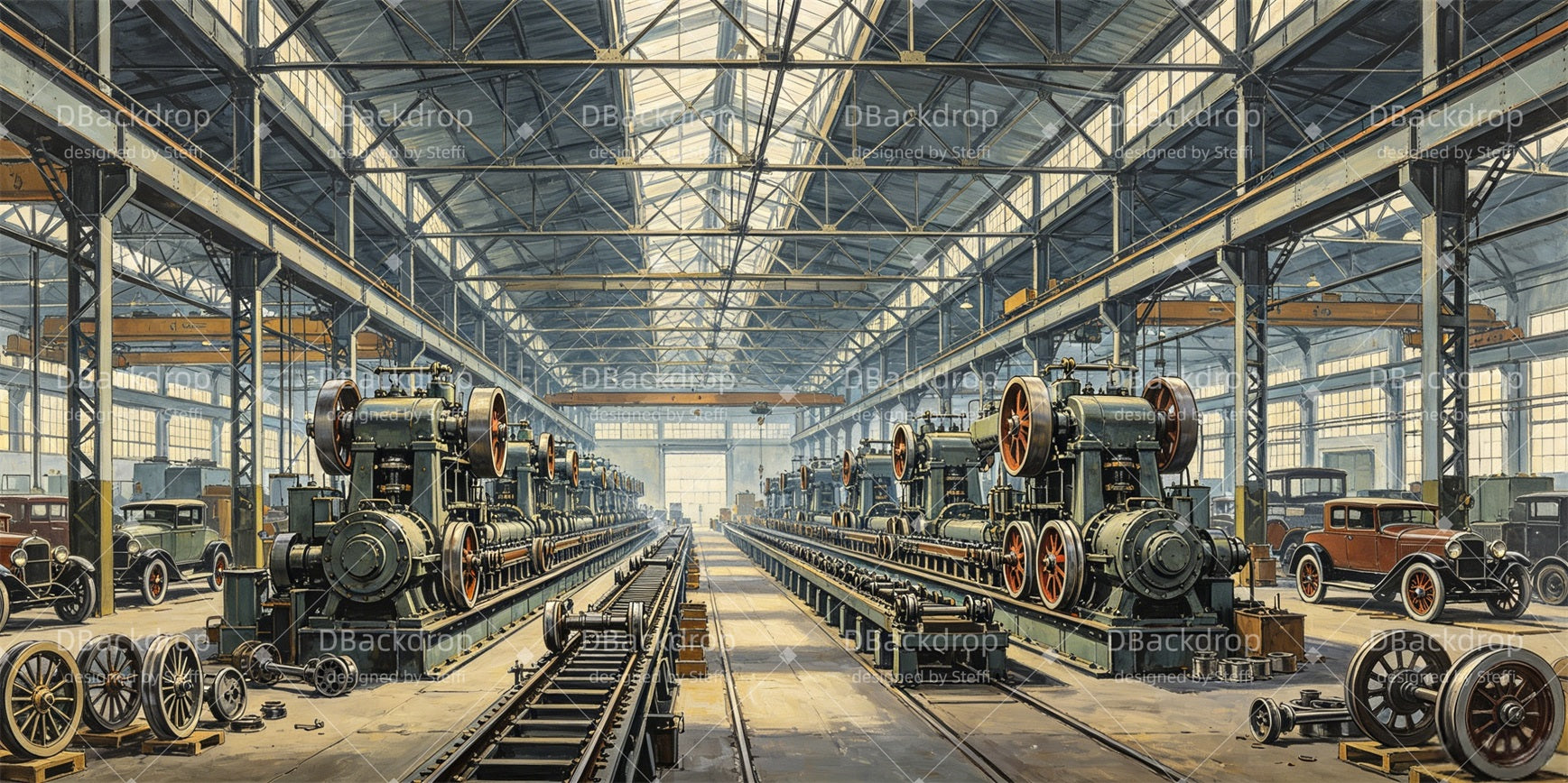 Stage Backdrop Ideas Steam Engine Factory Theater Backdrop CSH66-T27