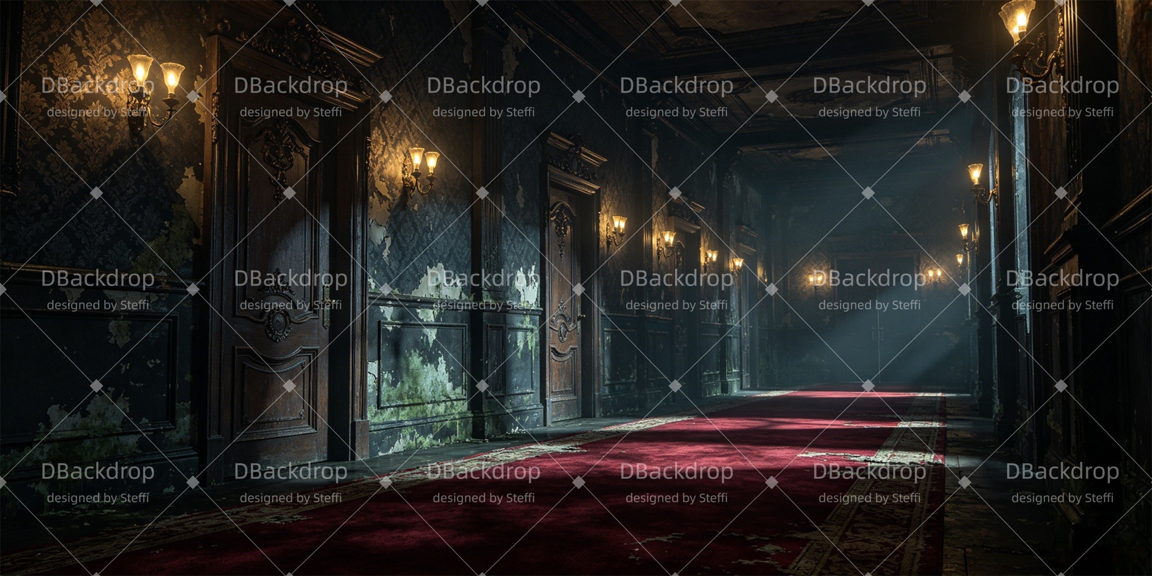 Cheap Theater Backdrops Haunted Mansion Corridor Stage Backdrop CSH66-T37