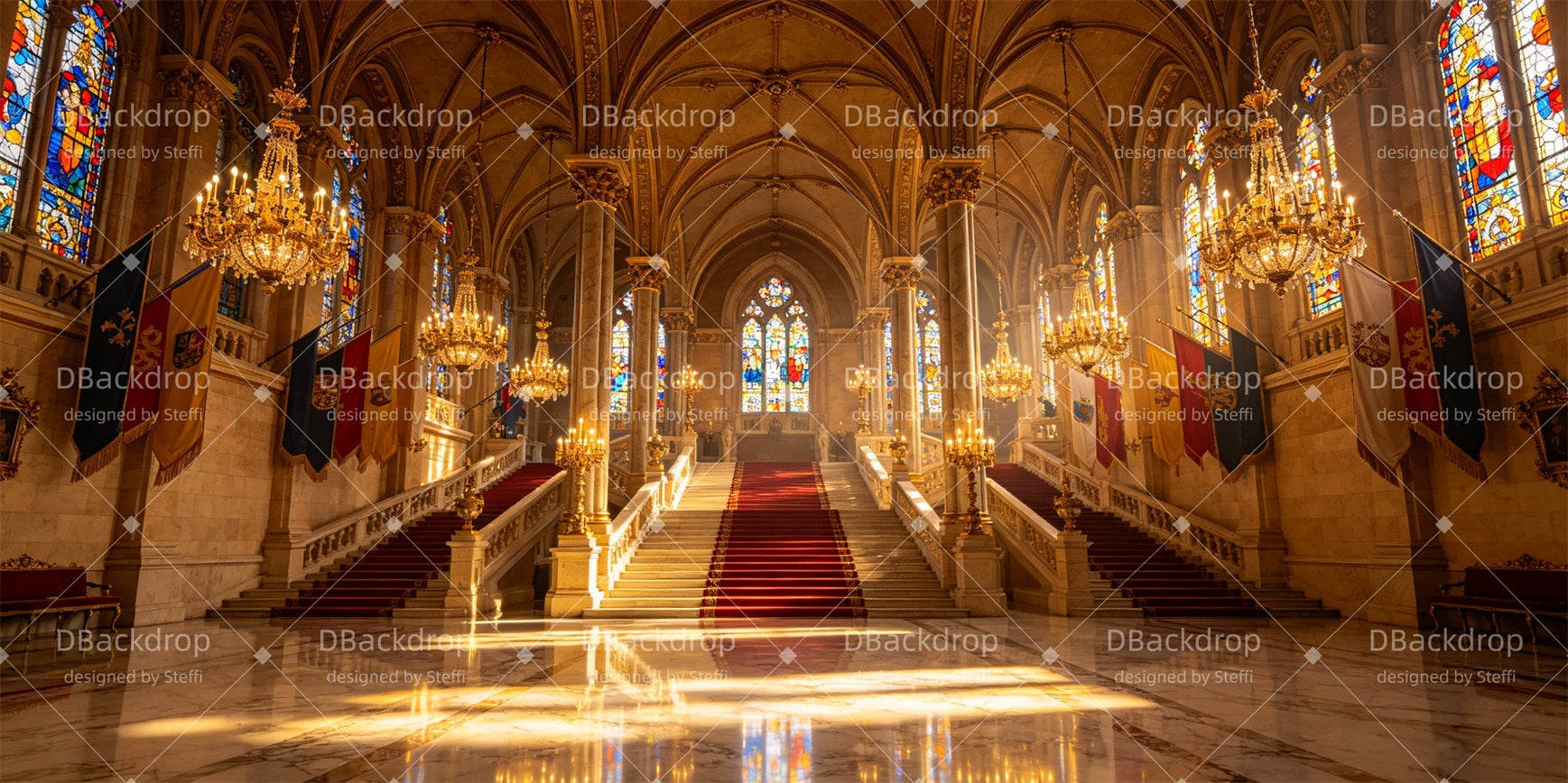 Church Stage Backdrops Grand Palace Staircase Theater Backdrop CSH66-T46