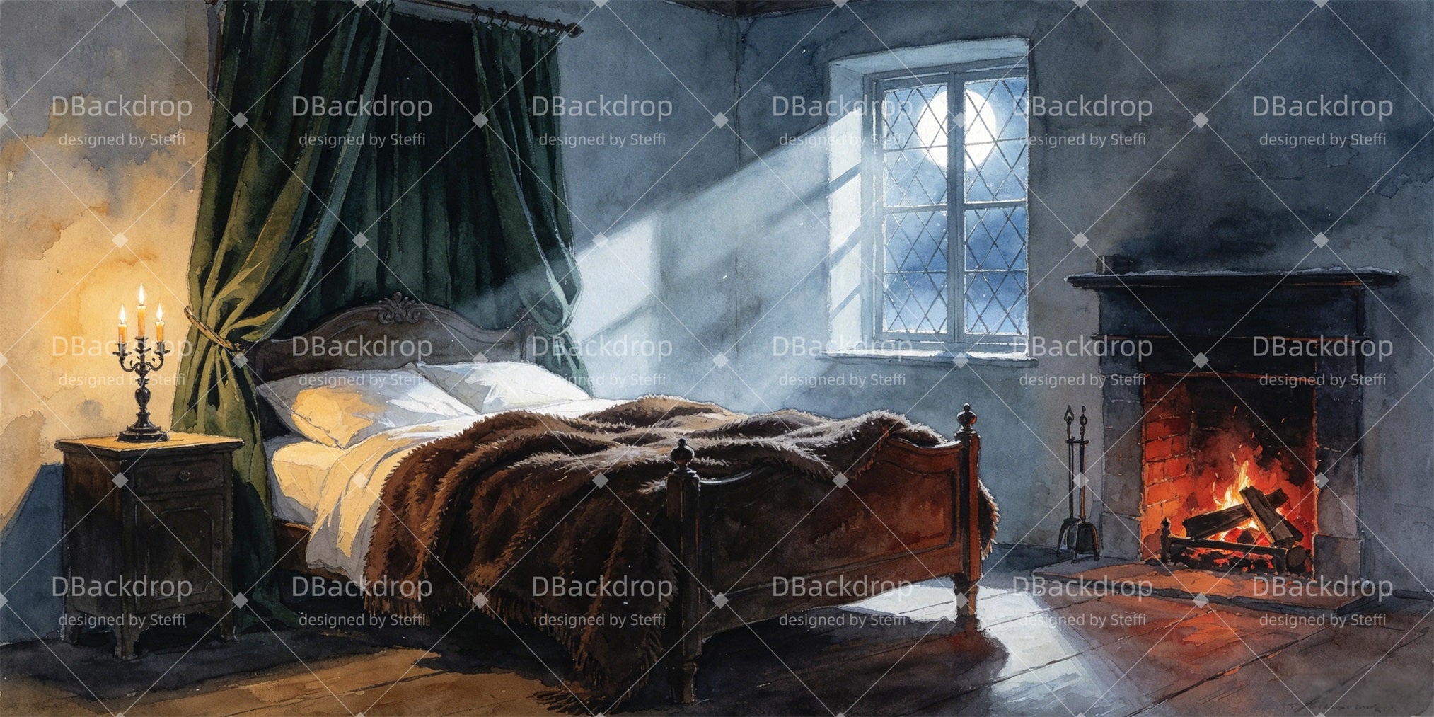 Stage Backdrops Fireplace Bedroom Theater Backdrops For Sale CSH66-T64