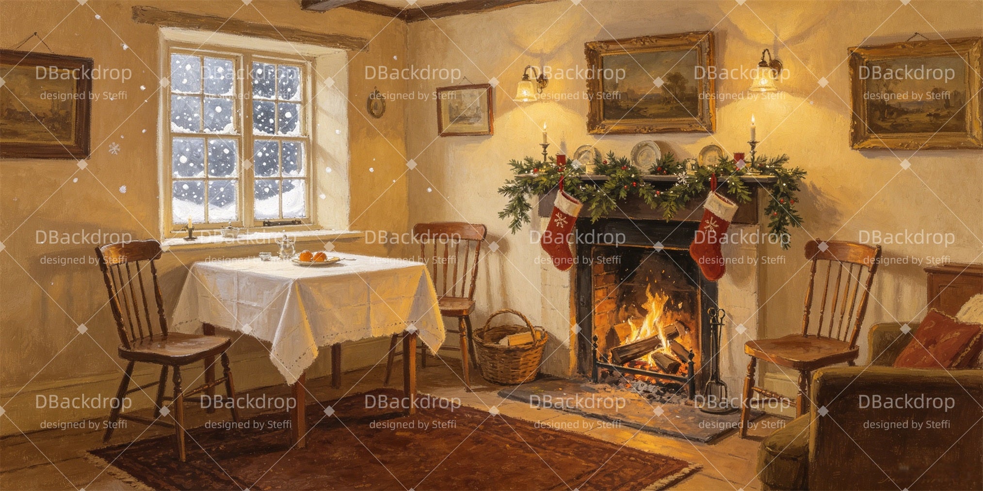 Stage Backdrop Ideas Christmas Cottage School Play Backdrops CSH66-T68