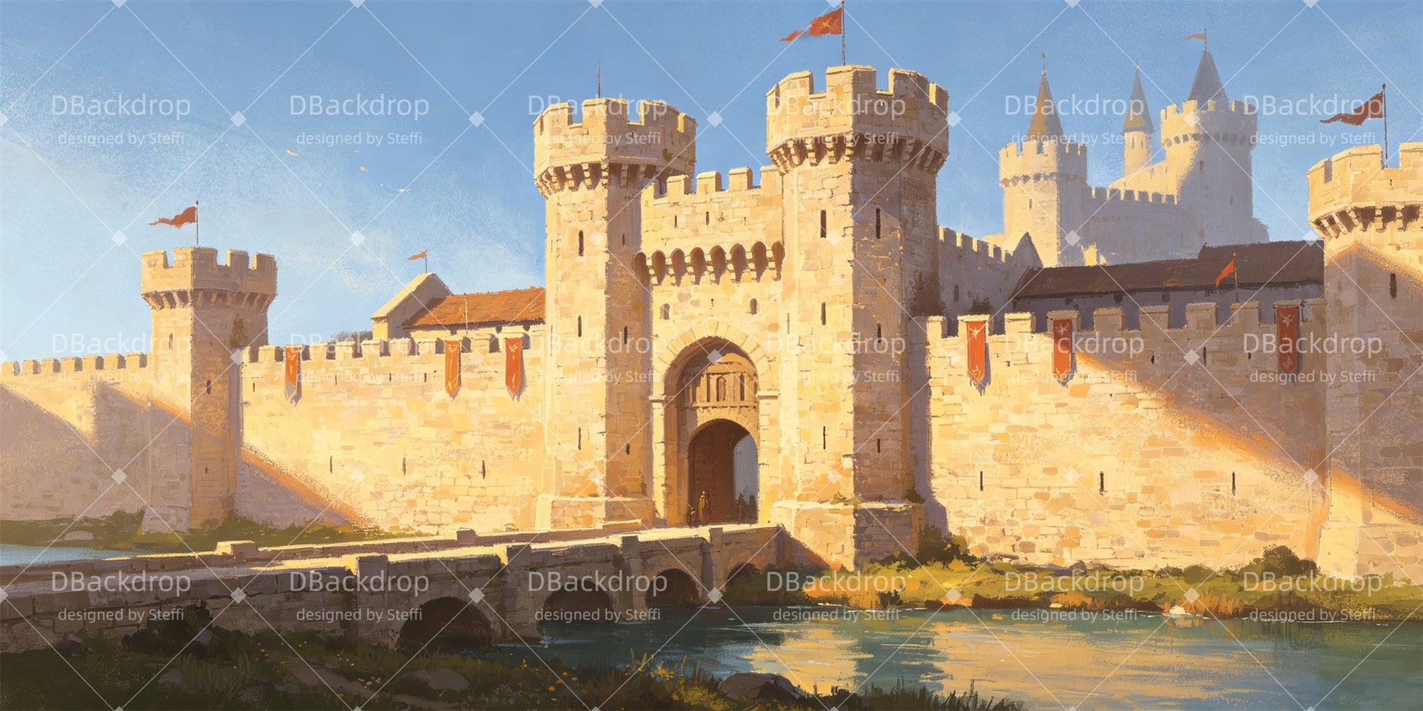 Theater Backdrop Medieval Castle Entrance Stage Backdrop Ideas CSH66-T72
