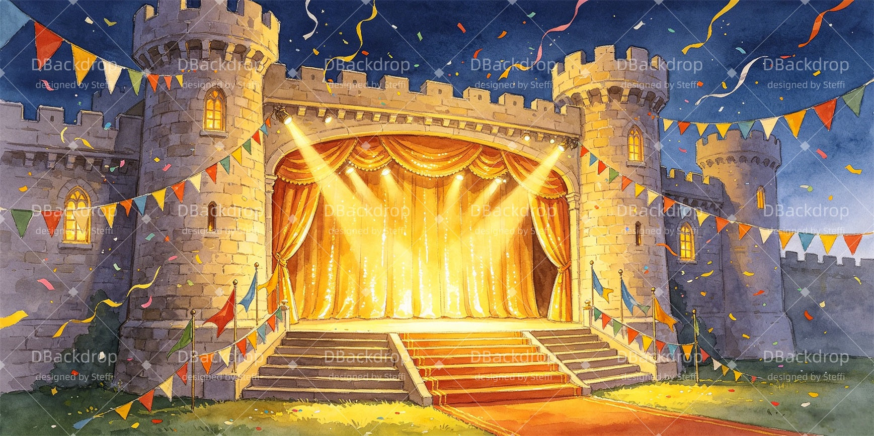 Stage Backdrop Ideas Festive Castle Stage Theater Backdrops CSH66-T80