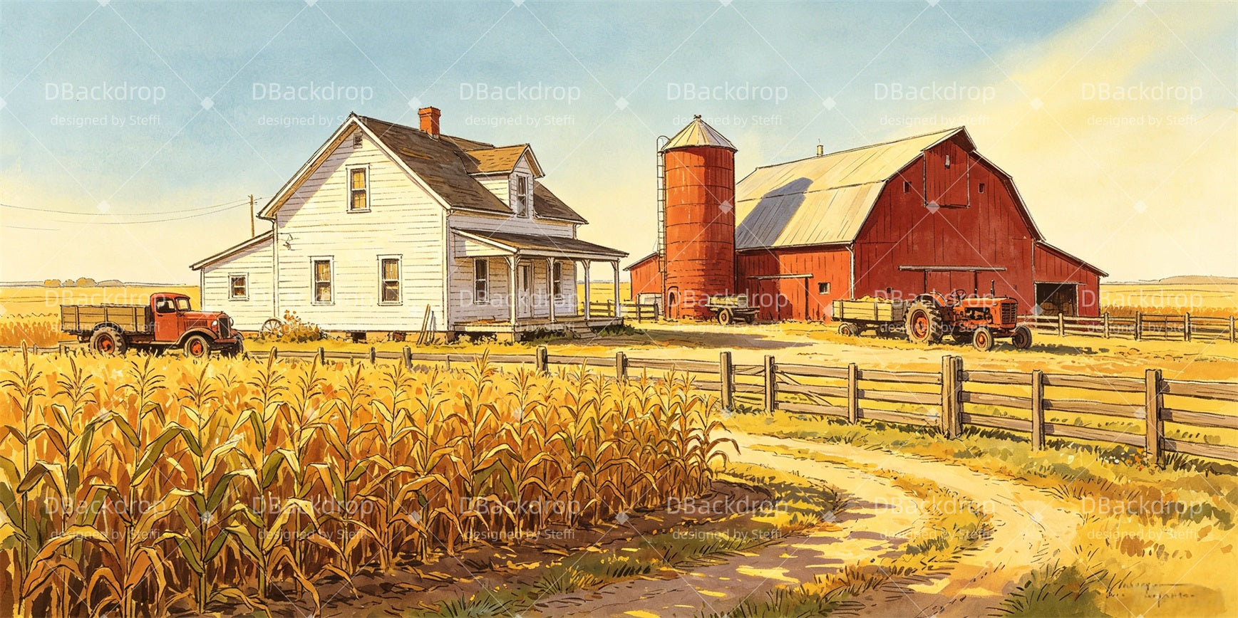 Performance Backdrop Rustic Cornfield Farm Theater Stage Backdrops CSH66-T81