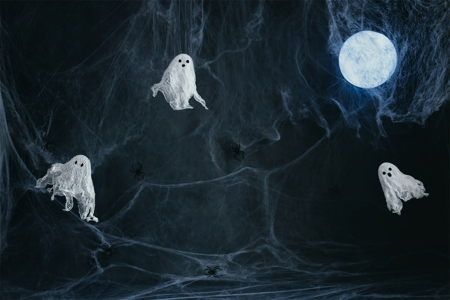 Halloween Spooky Backdrop Moonlit Cobweb Ghost Gathering Halloween Garage Door Decor CSH67-13