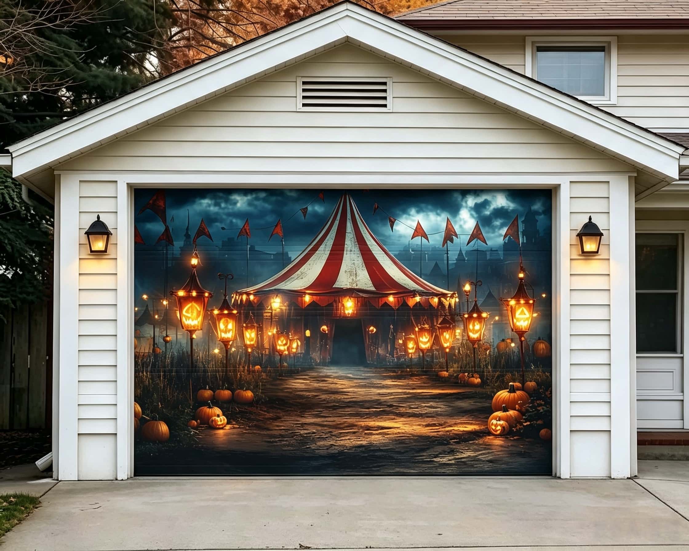 Halloween Moonlit Pumpkin Carnival Tent Outdoor Garage Door Banner CSH67-19-1 car