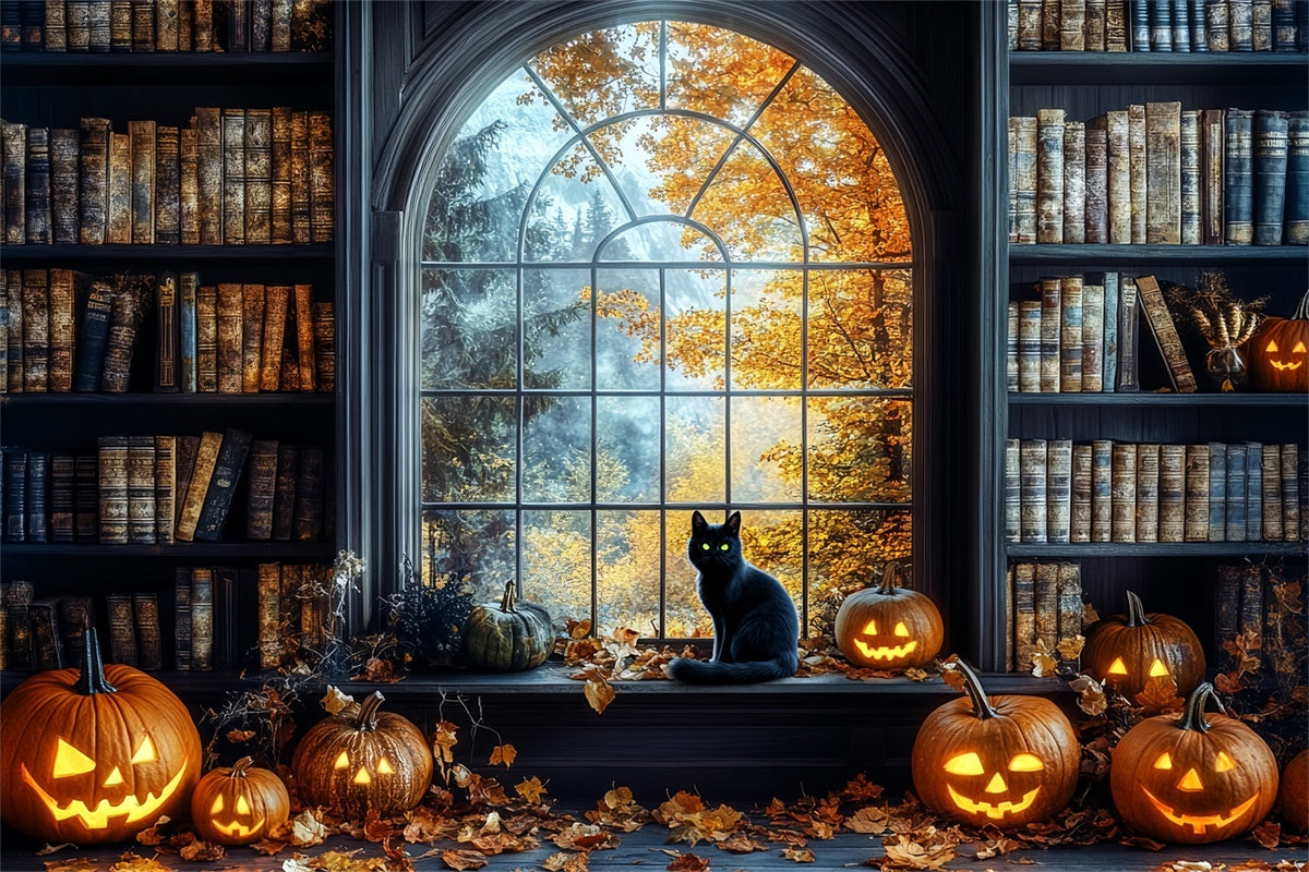 Halloween Black Cat Pumpkin Library Garage Door Banner CSH67-20-2 car