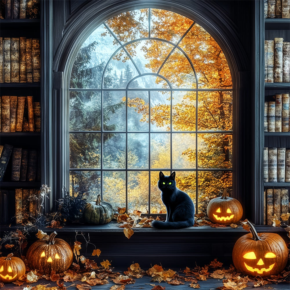 Halloween Black Cat Pumpkin Library Garage Door Banner CSH67-20-1 car