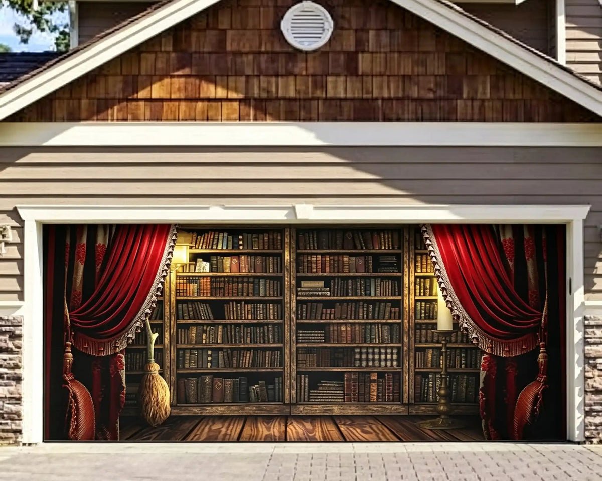 Halloween Vintage Velvet Curtain Witch Library Garage Door Decorations CSH67-22-2 car