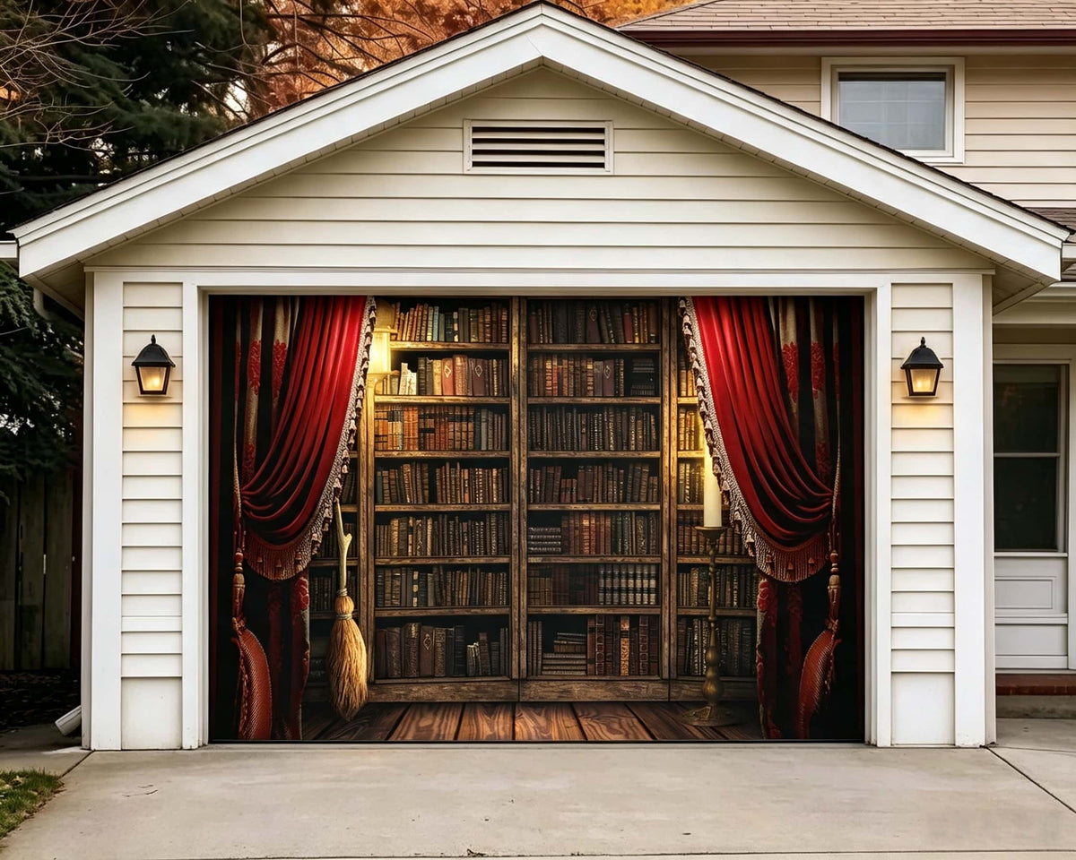 Halloween Vintage Velvet Curtain Witch Library Garage Door Decorations CSH67-22-1 car