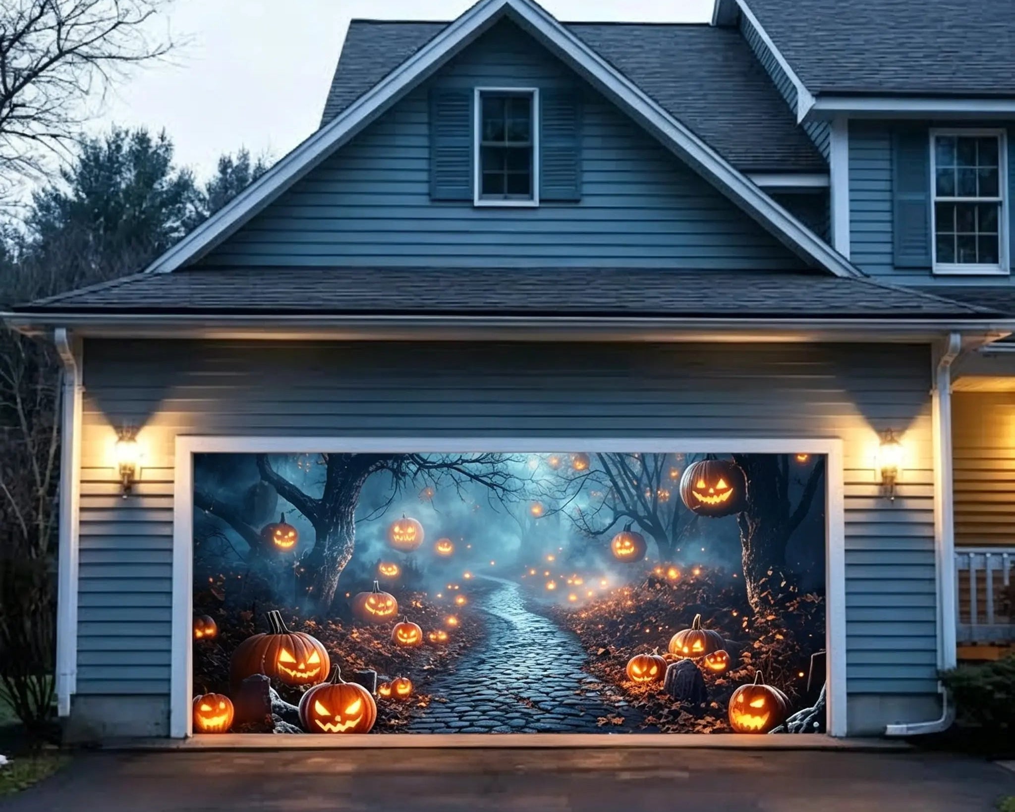 Halloween Moonlit Pumpkin Forest Path Garage Door Cover CSH67-26-2 car