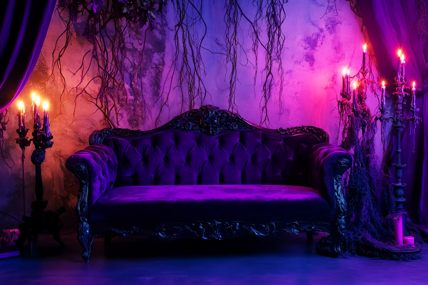 Spooky Halloween Purple Velvet Candlelit Parlor Garage Door Decor CSH67-28-2 car