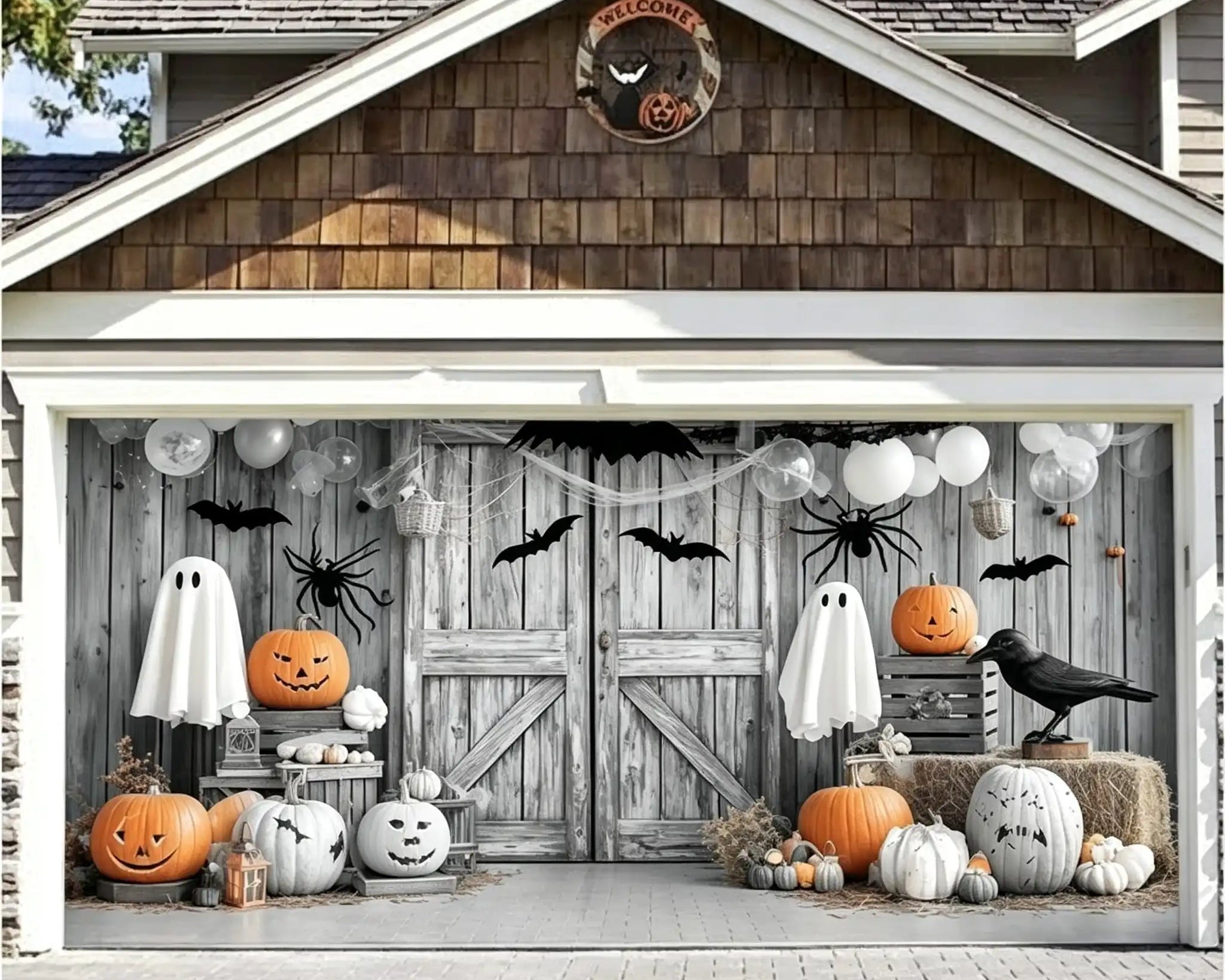Spooky Halloween Rustic Ghost Pumpkin Barn Garage Door Decor CSH67-33-2 car