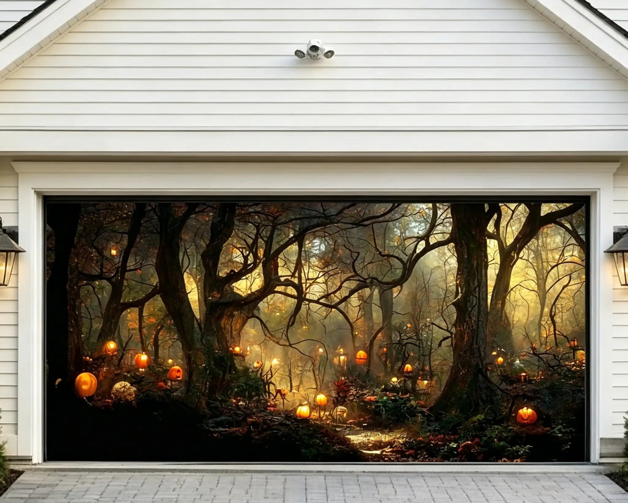 Halloween Glowing Pumpkin Enchanted Forest Outdoor Garage Door Cover CSH67-39-2 car