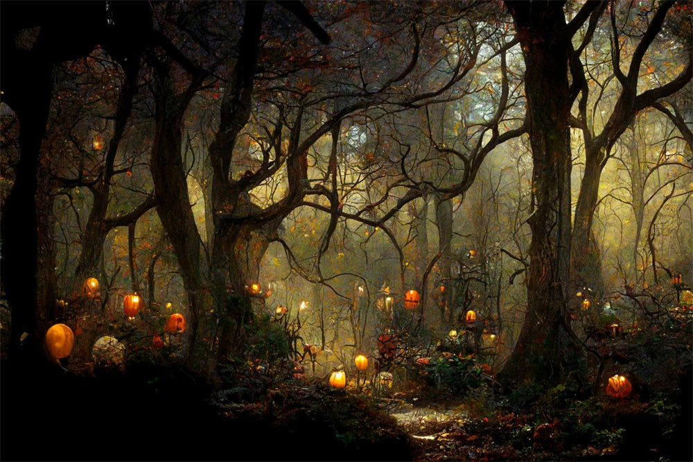 Halloween Glowing Pumpkin Enchanted Forest Outdoor Garage Door Cover CSH67-39-2 car