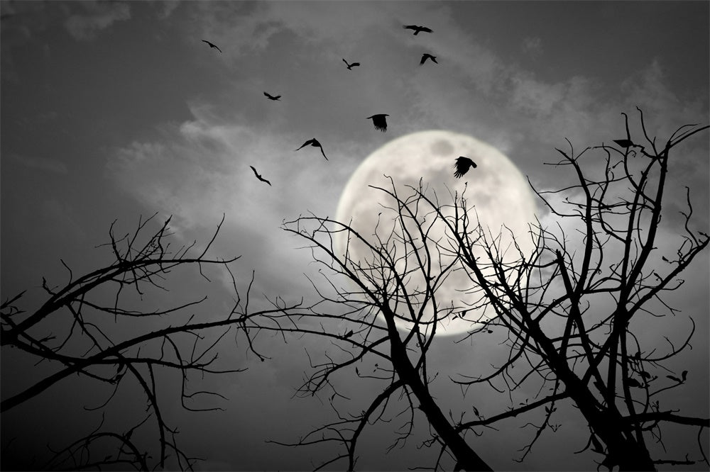 Halloween Moonlit Ravens Twisted Branches Garage Door Decorations CSH67-42-2 car