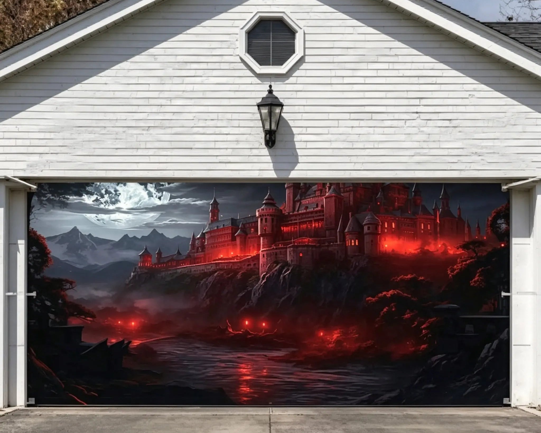 Halloween Crimson Moonlit Gothic Castle Garage Door Decor CSH67-43-2 car