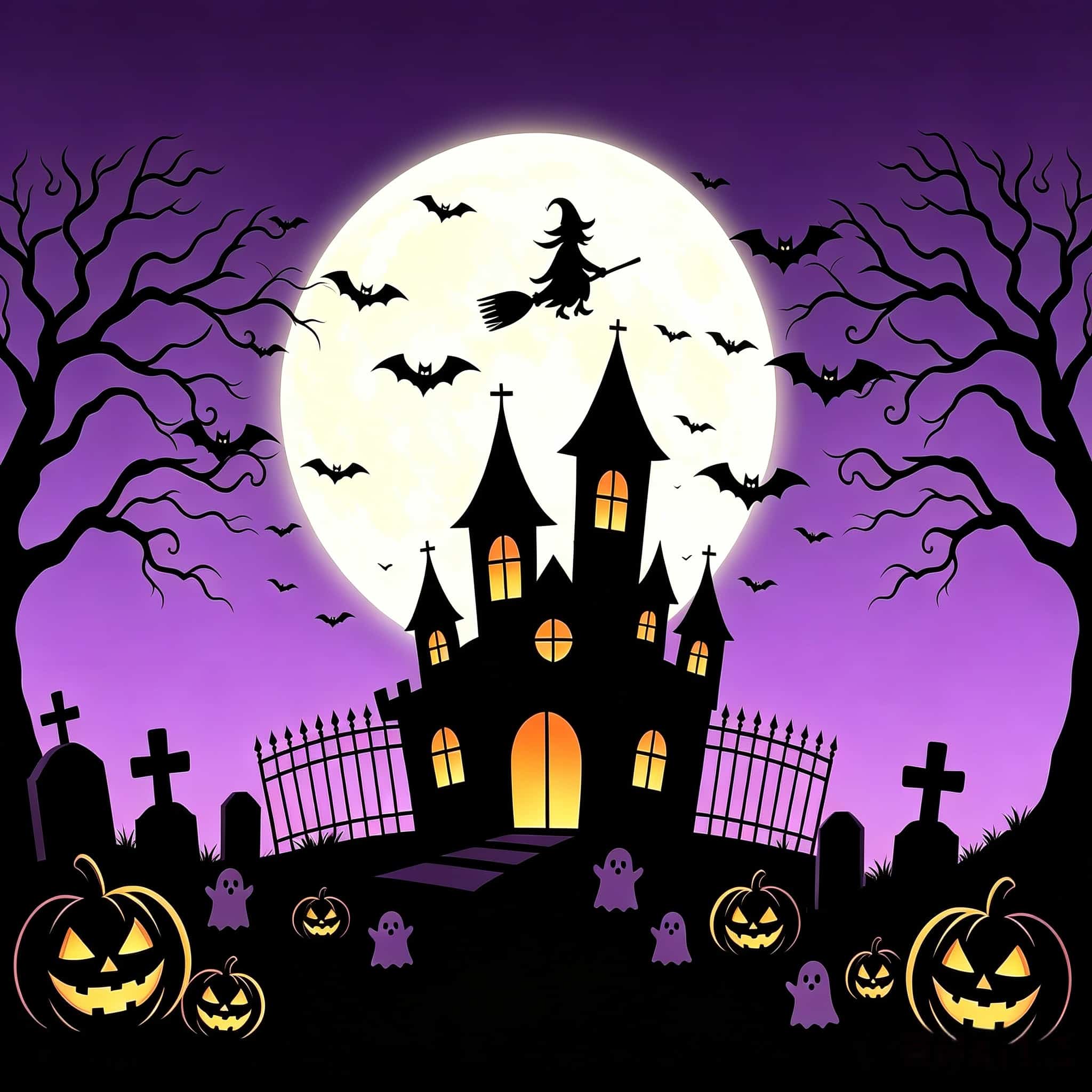 Witch Halloween Garage Door Cover Purple Moon Witch Castle Halloween Garage Door Wrap CSH67-53-1 car