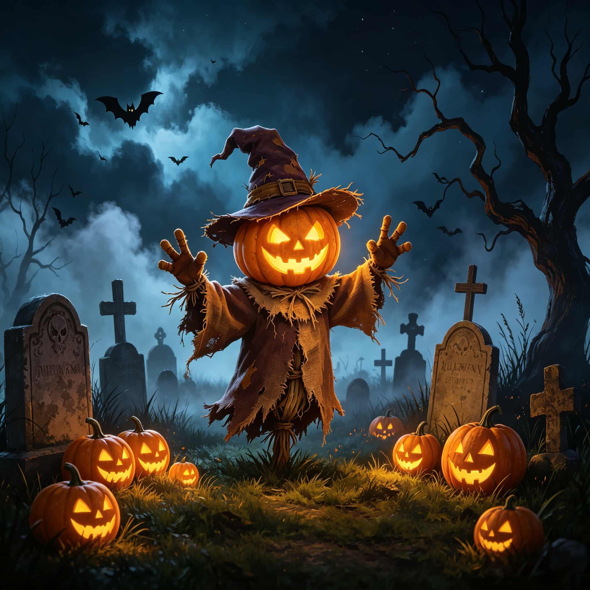 Creepy Halloween Garage Door Decor Pumpkin Scarecrow Foggy Graveyard Halloween Garage Door Sign CSH67-54-1 car